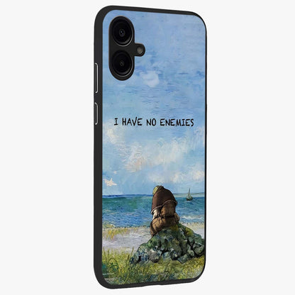Peace Beyond War Glass Case upright view showcasing powerful peace symbol artwork with inspirational theme.