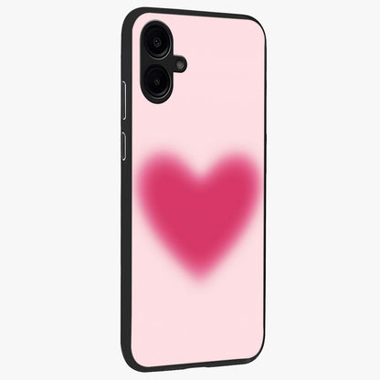 Pink Aura Heart Glass Case upright view showcasing romantic heart artwork with soft pastel theme.