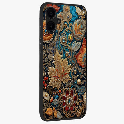 Royal Jewel Garden Glass Case upright view showcasing rich floral artwork with luxurious garden theme.