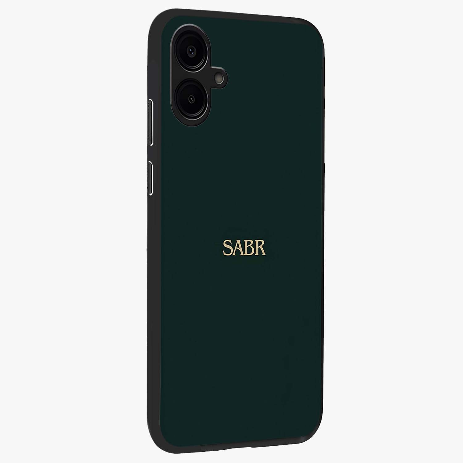 Sabr Minimal Patience Glass Case upright view showcasing calm minimalist artwork with motivational patience theme.
