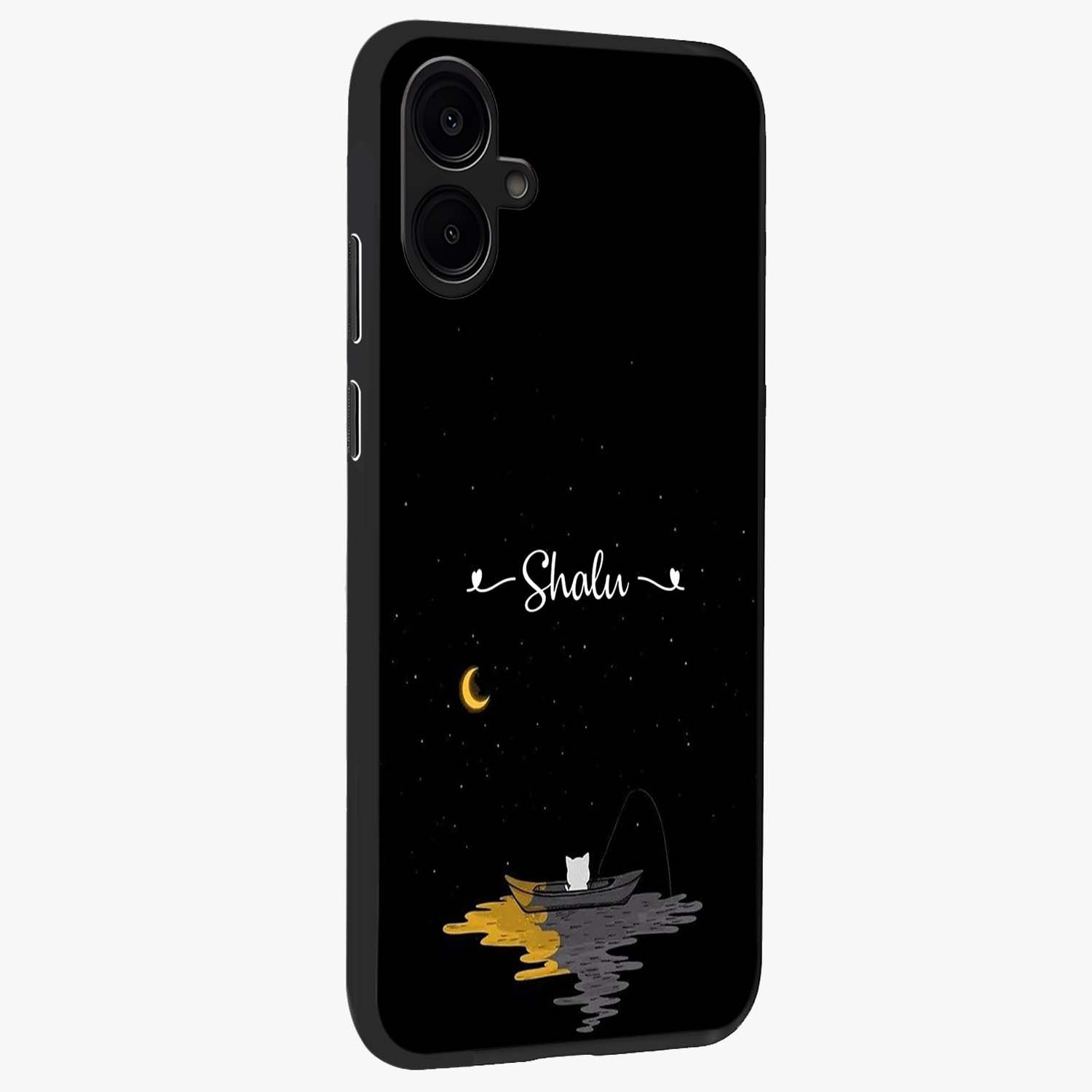 Silent Night Row Glass Case upright view showcasing tranquil night artwork with serene landscape theme.