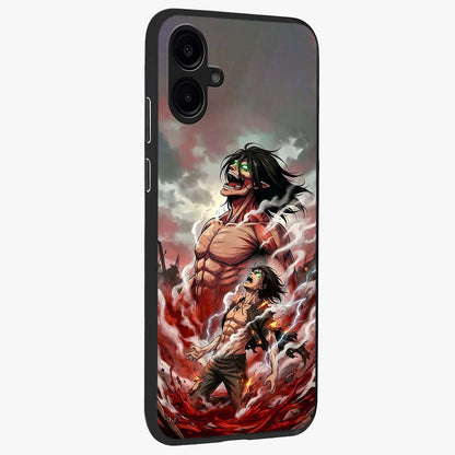 Titan Awakening Fury Glass Case upright view showcasing intense titan artwork with epic fantasy theme.