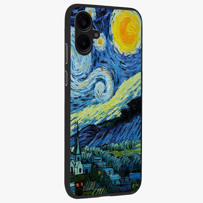 Van Gogh Art Glass Case upright view showcasing expressive painting style artwork with timeless artistic theme.