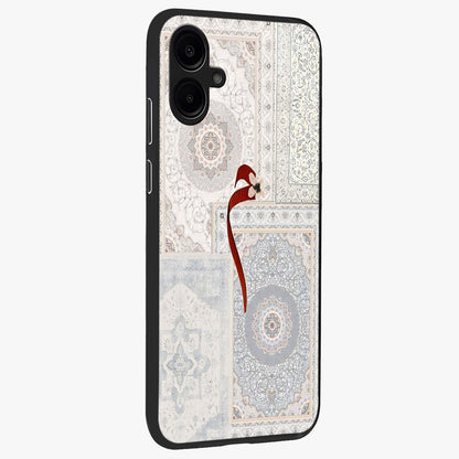 White Aesthetic Bow Glass Case upright view showcasing delicate ribbon bow artwork with cute minimalist theme.