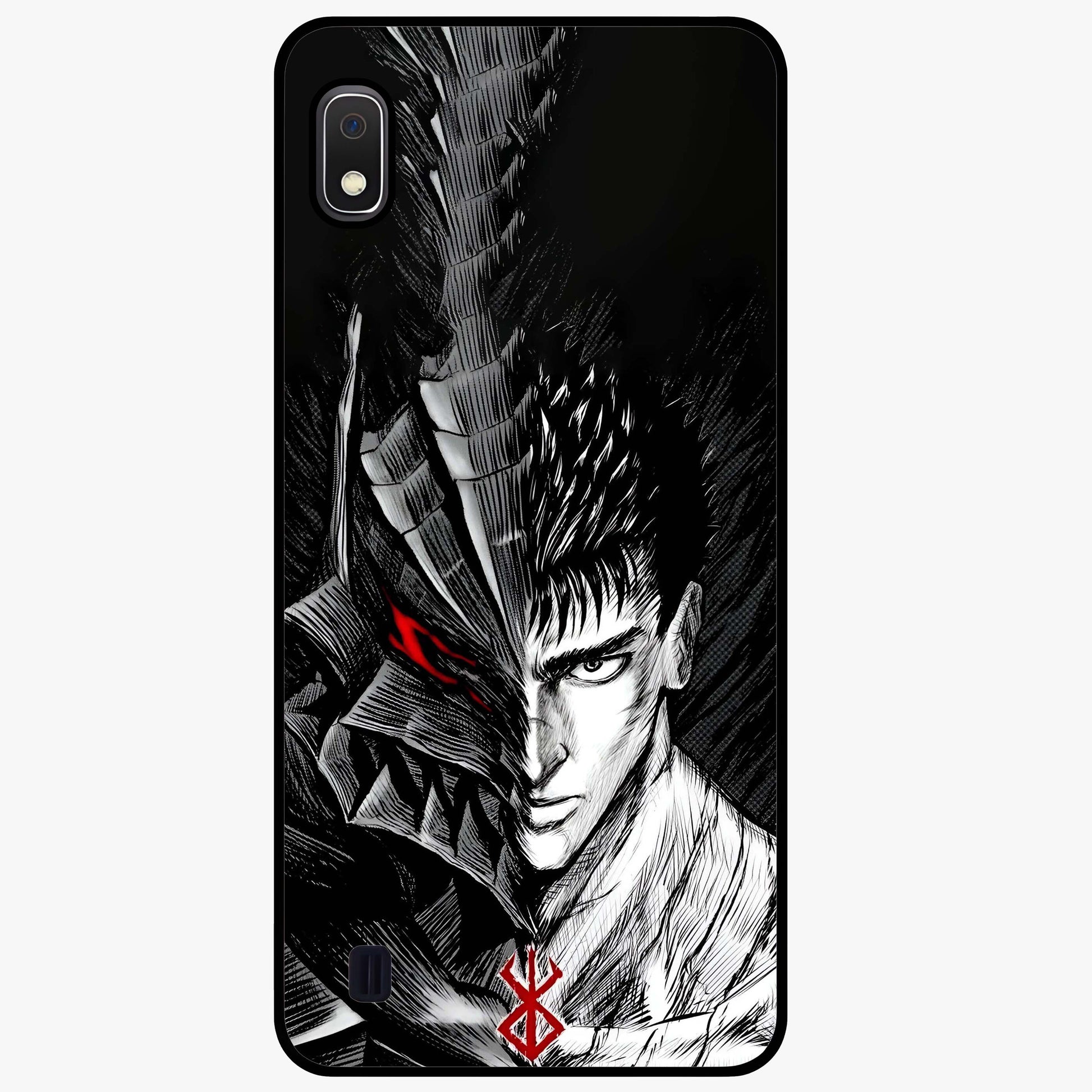 Berserker Blood Oath Glass Case showing flat back view with fierce warrior inspired artwork and glossy glass finish.