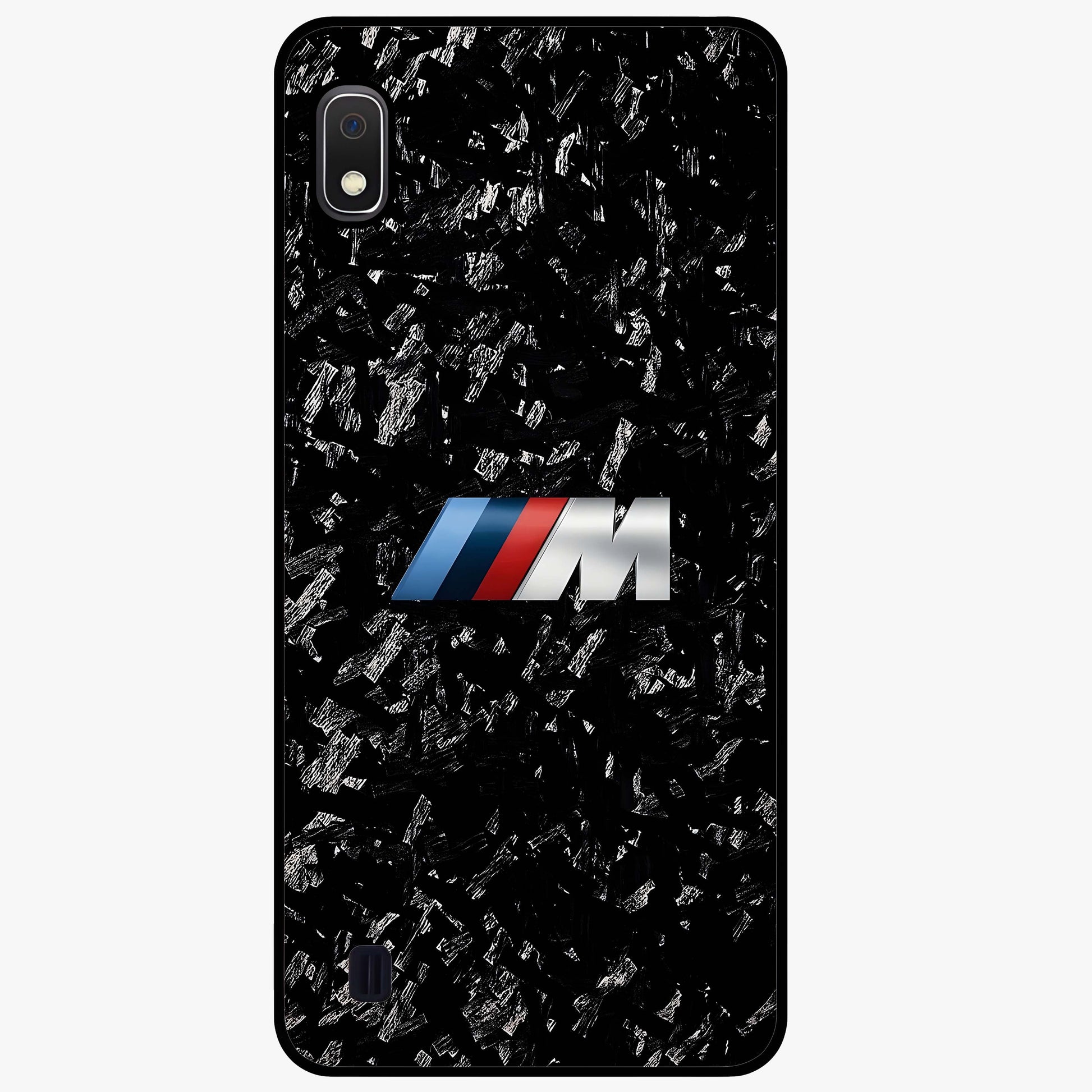 Carbon Speed Mark Glass Case showing flat back view with sporty carbon pattern artwork and glossy glass finish.