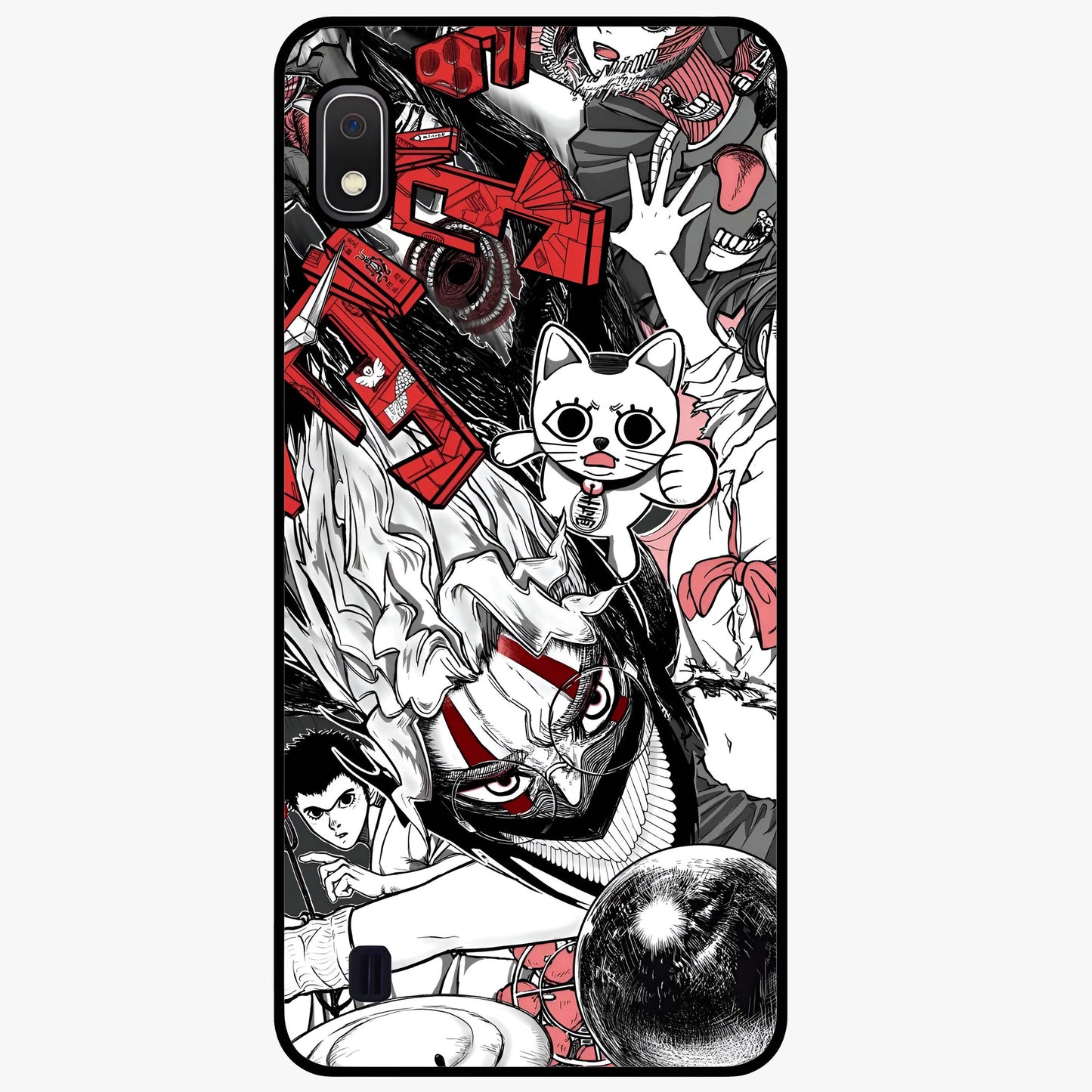 Crimson Chaos Panel Glass Case showing flat back view with bold crimson abstract artwork and glossy glass finish.