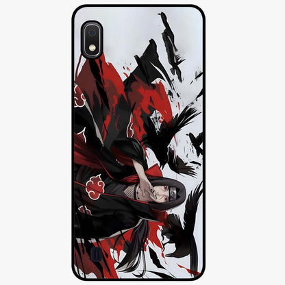 Crimson Crow Illusion Glass Case showing flat back view with artistic crow illusion artwork and glossy glass finish.