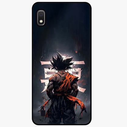 Dark Warrior In Rain Glass Case showing flat back view with warrior artwork in rainy atmosphere and glossy glass finish.