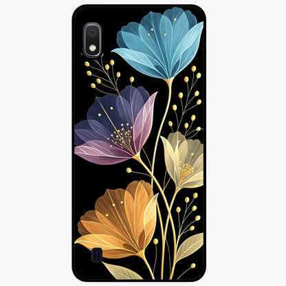 Delicate Multicolor Flowers Glass Case showing flat back view with vibrant floral artwork and glossy glass finish.