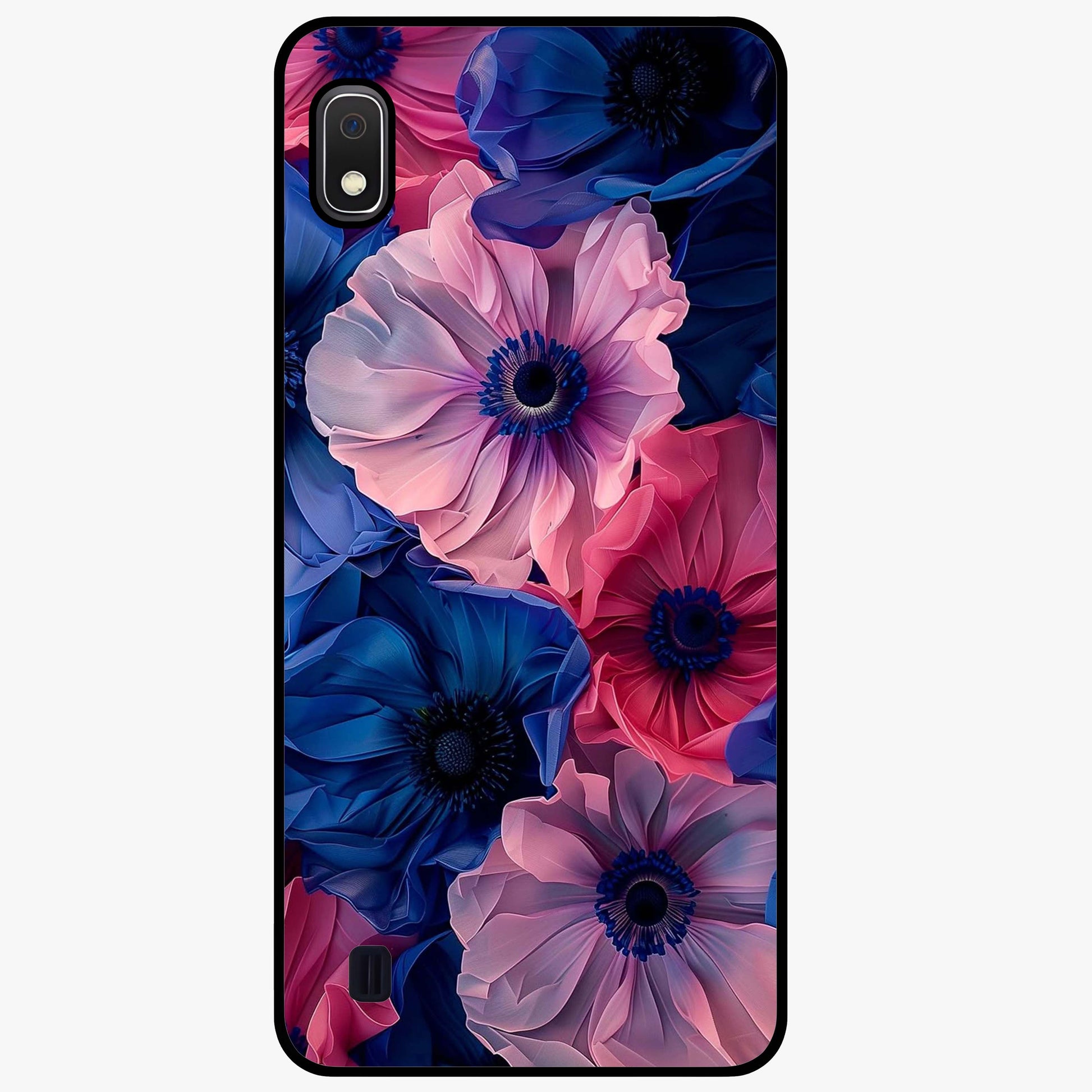 Flower Paper Art Pattern Glass Case showing flat back view with paper cut style floral artwork and glossy glass finish.