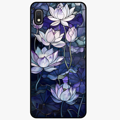 Gloss Petal Rush Glass Case showing flat back view with glossy flower petal artwork and smooth glass finish.