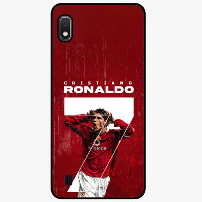 Goal Celebration Legacy Glass Case showing flat back view with football celebration inspired artwork and glossy glass finish.