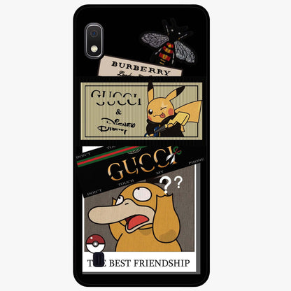 Gucci Play Mashup Glass Case showing flat back view with luxury inspired graphic artwork and glossy glass finish.