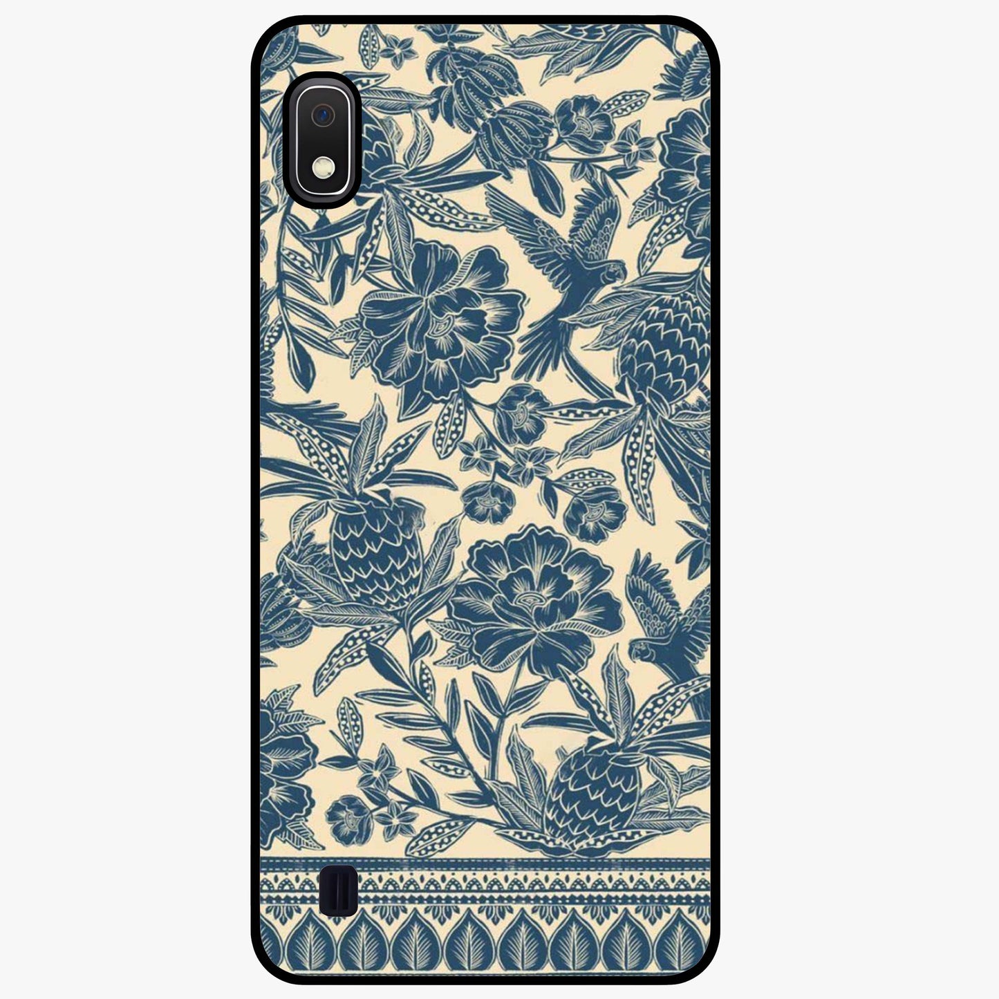 Heirloom Wild Bloom Glass Case showing flat back view with vintage inspired wild flower artwork and glossy glass finish.