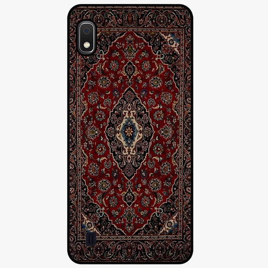 Heritage Carpet Royale Glass Case showing flat back view with ornate Persian carpet inspired pattern and glossy glass finish.