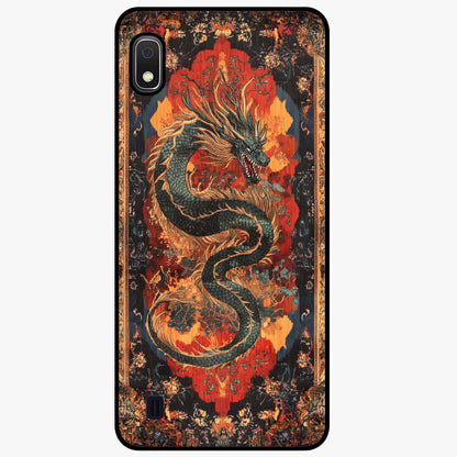 Inferno Dragon Soul Glass Case showing flat back view with fiery dragon artwork and glossy glass finish.