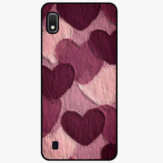 Layered Paper Hearts Glass Case showing flat back view with layered paper heart artwork and glossy glass finish.