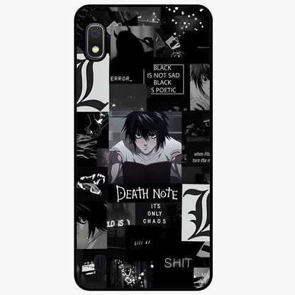Midnight Chaos Mind Glass Case showing flat back view with abstract dark themed artwork and glossy glass finish.