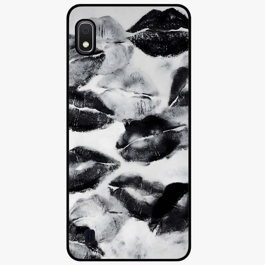 Midnight Kiss Marks Glass Case showing flat back view with lipstick kiss mark artwork and glossy glass finish.