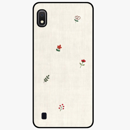 Minimal Petal Whispers Glass Case showing flat back view with soft minimal floral artwork and glossy glass finish.