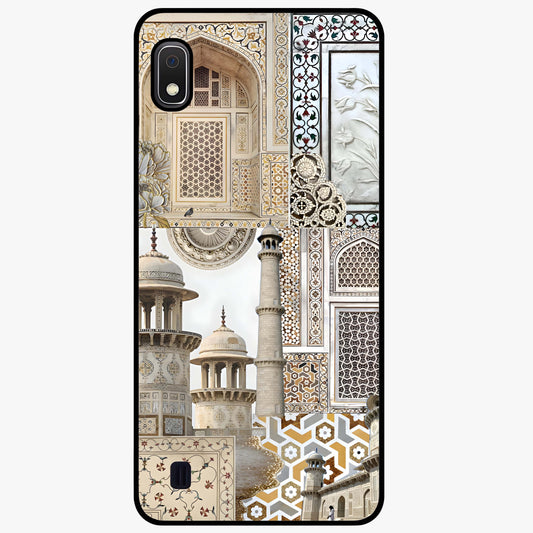 Mughal Marble Legacy Glass Case showing flat back view with intricate Mughal inspired marble pattern and glossy glass finish.