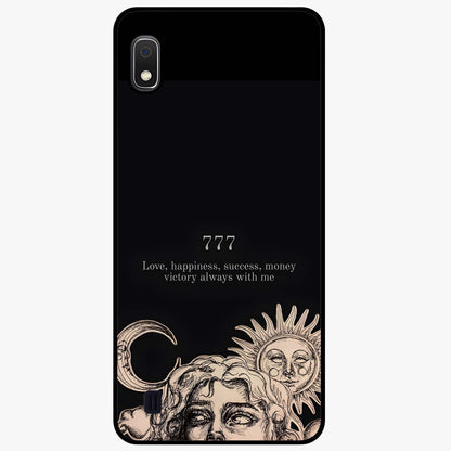 Mystic Victory Aura Glass Case showing flat back view with victory symbol artwork and glossy glass finish.