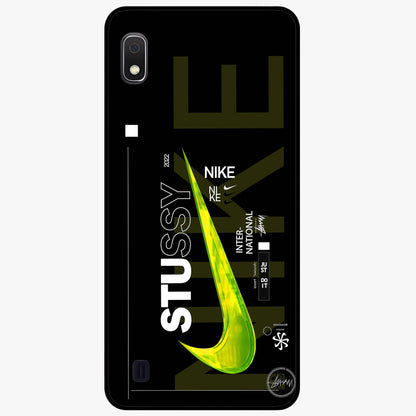 Neon Street Edition Glass Case showing flat back view with neon street style artwork and glossy glass finish.