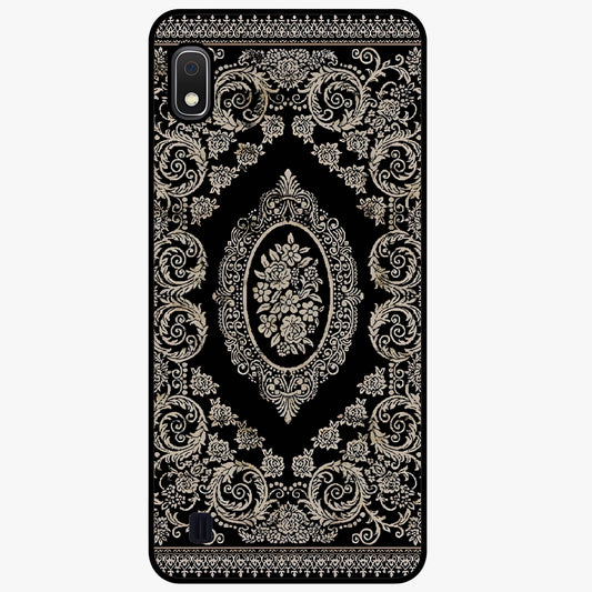 Noir Bloom Elegance Glass Case showing flat back view with elegant dark floral artwork and glossy glass finish.