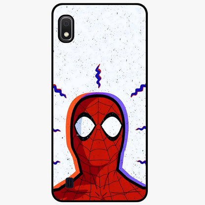 Omg Spiderman Glass Case showing flat back view with bold superhero inspired artwork and glossy glass finish.