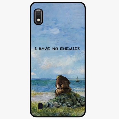 Peace Beyond War Glass Case showing flat back view with symbolic peace themed artwork and glossy glass finish.