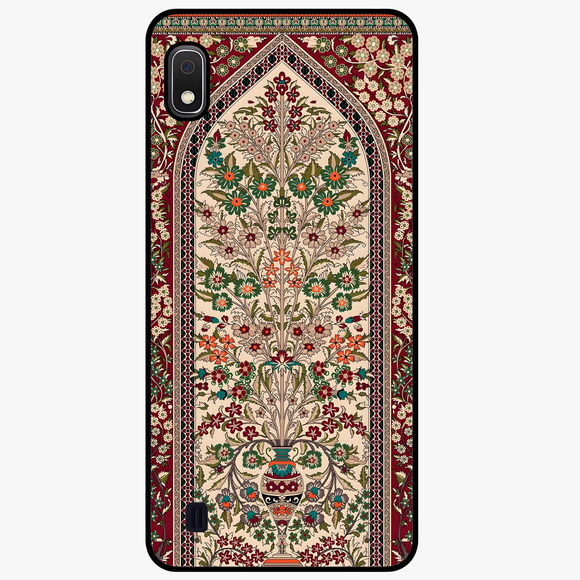 Persian Inspired Glass Case showing flat back view with ornate Persian style pattern artwork and glossy glass finish.