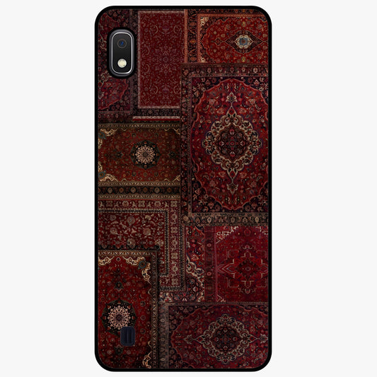 Persian Velvet Tale Glass Case showing flat back view with luxurious Persian velvet pattern artwork and glossy glass finish.