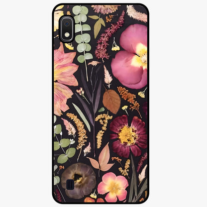 Petal Dream Tapestry Glass Case showing flat back view with intricate floral tapestry artwork and glossy glass finish.