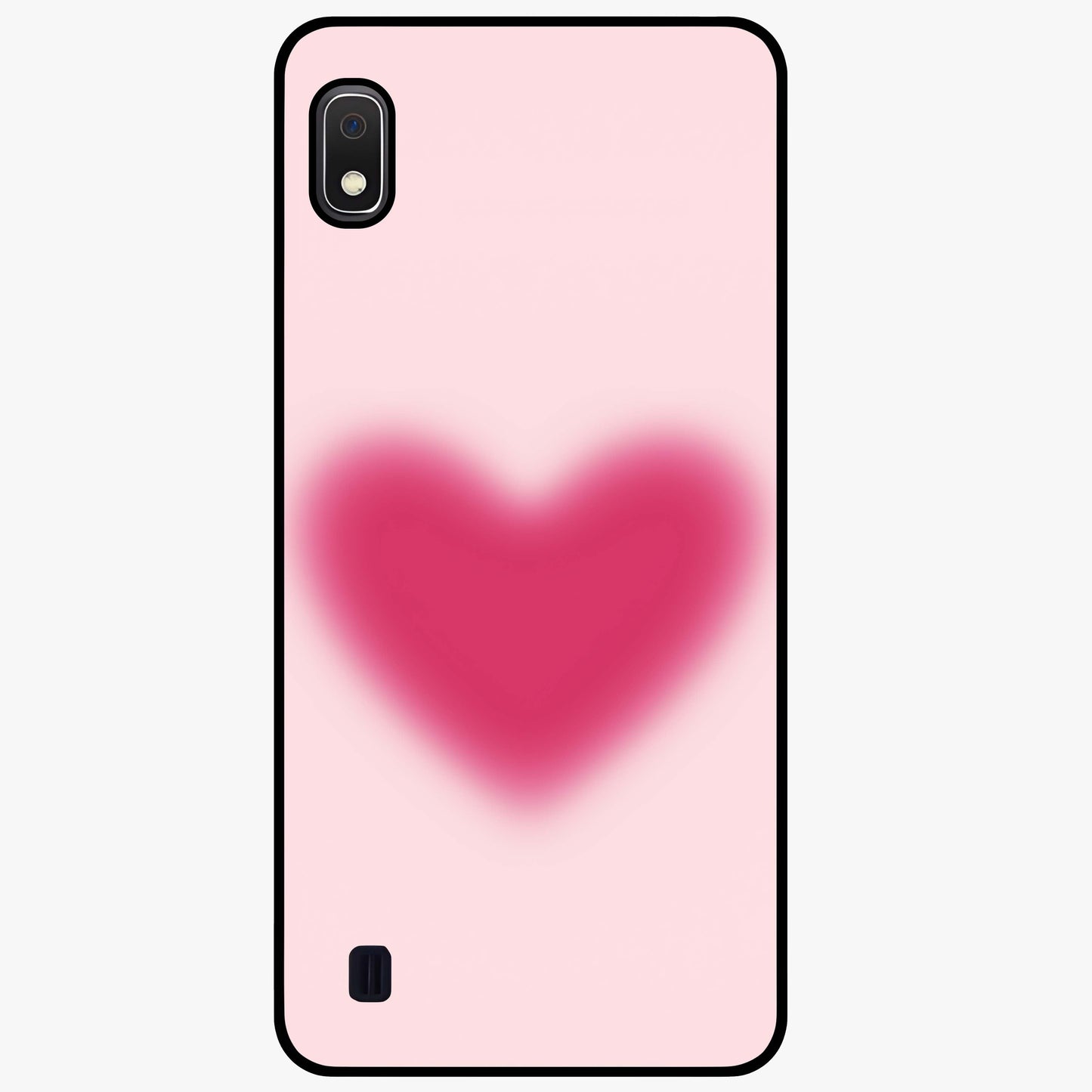 Pink Aura Heart Glass Case showing flat back view with glowing heart artwork and glossy glass finish.