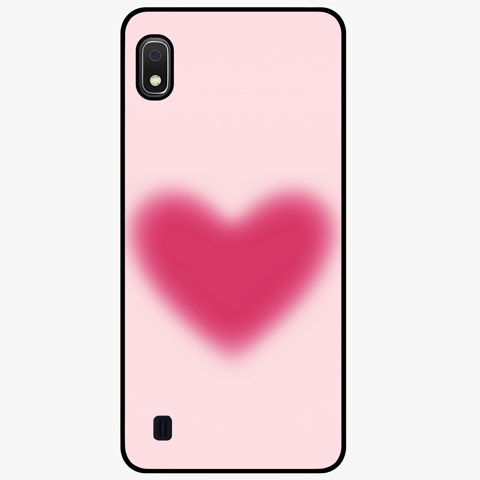 Pink Aura Heart Glass Case showing flat back view with glowing heart artwork and glossy glass finish.