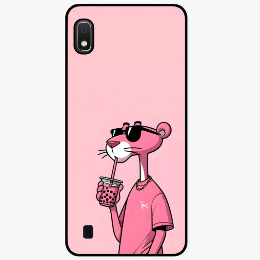 Pink Panther Glass Case showing flat back view with iconic pink panther artwork and glossy glass finish.