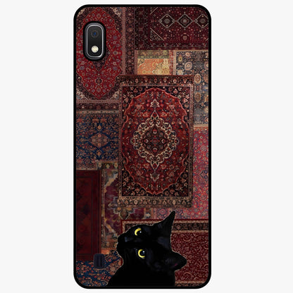 Regal Magic Cat Apple Glass Case showing flat back view with magical cat artwork holding apple and glossy glass finish.