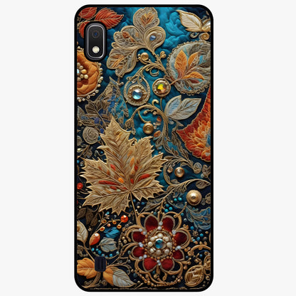 Royal Jewel Garden Glass Case showing flat back view with decorative floral garden artwork and glossy glass finish.