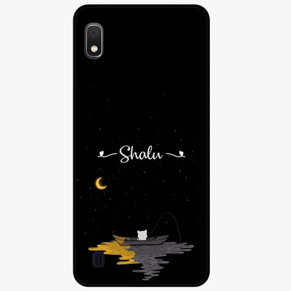 Silent Night Row Glass Case showing flat back view with calm night themed artwork and glossy glass finish.