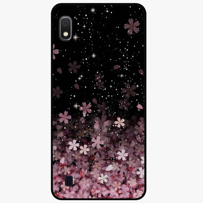 Small Starry Flowers Glass Case showing flat back view with delicate starry floral artwork and glossy glass finish.