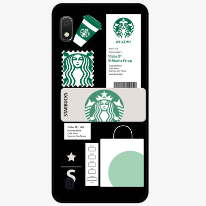 Starbucks Mocha Glass Case showing flat back view with coffee inspired artwork and glossy glass finish.