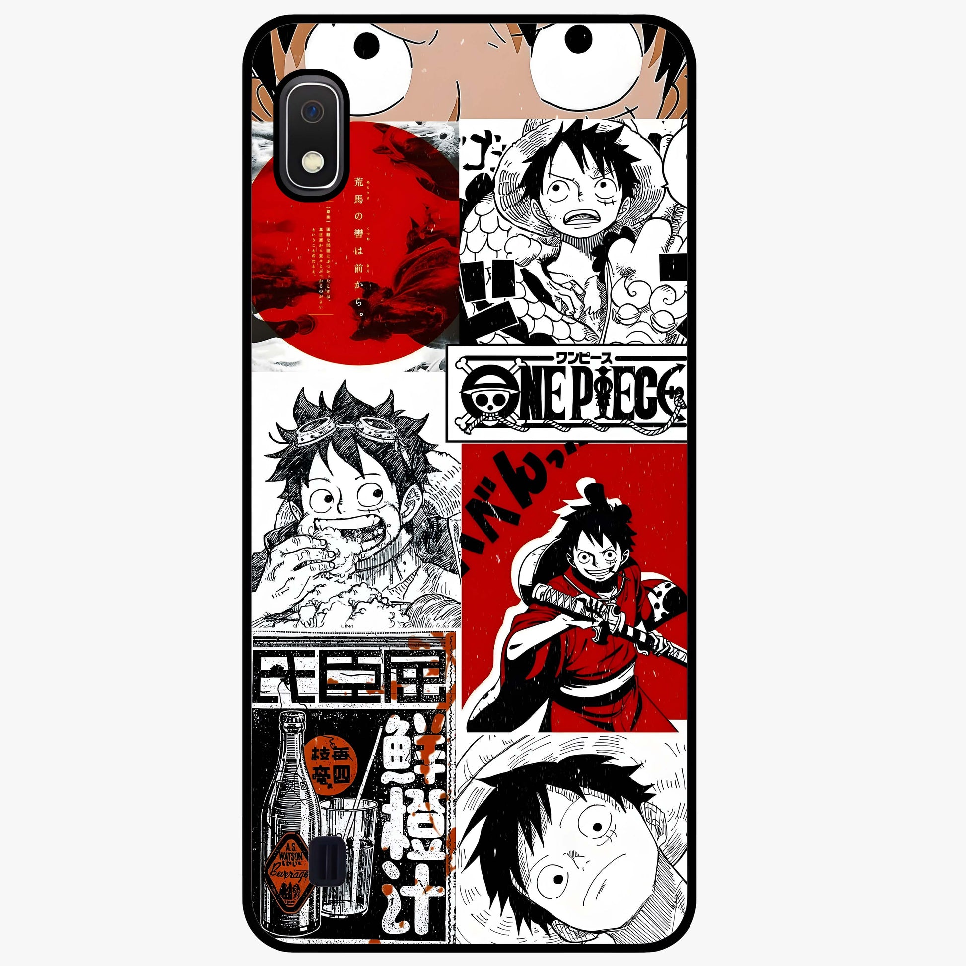 Strawhat Chaos Panels Glass Case showing flat back view with anime inspired chaos panel artwork and glossy glass finish.
