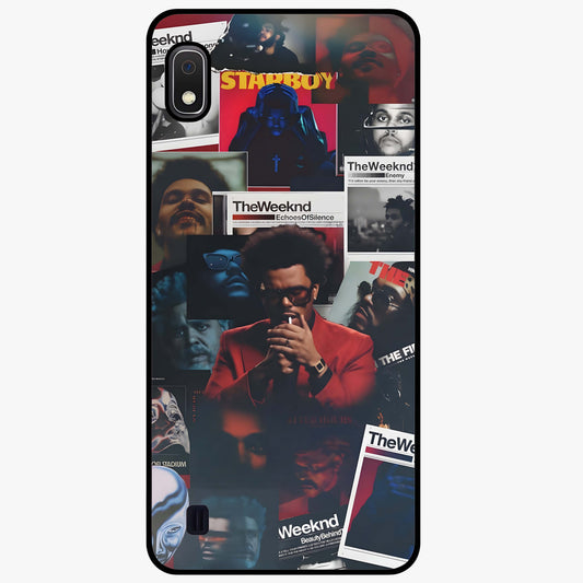 The Weeknd Glass Case showing flat back view with music inspired artistic portrait artwork and glossy glass finish.