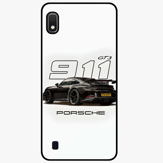 Turbo Legacy Icon Glass Case showing flat back view with iconic sports car inspired artwork and glossy glass finish.
