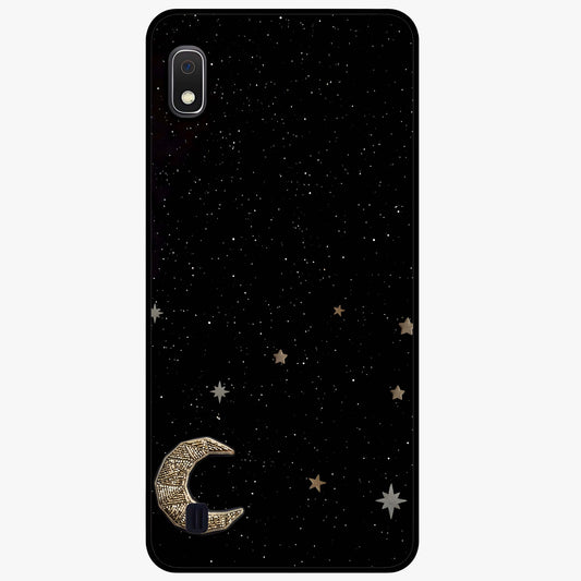 Twinkle Star With Half Moon Glass Case showing flat back view with star and half moon artwork and glossy glass finish.