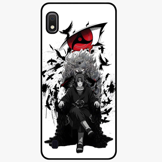 Uchiha Shadow Throne Glass Case showing flat back view with cosmic underwater themed artwork and glossy glass finish.