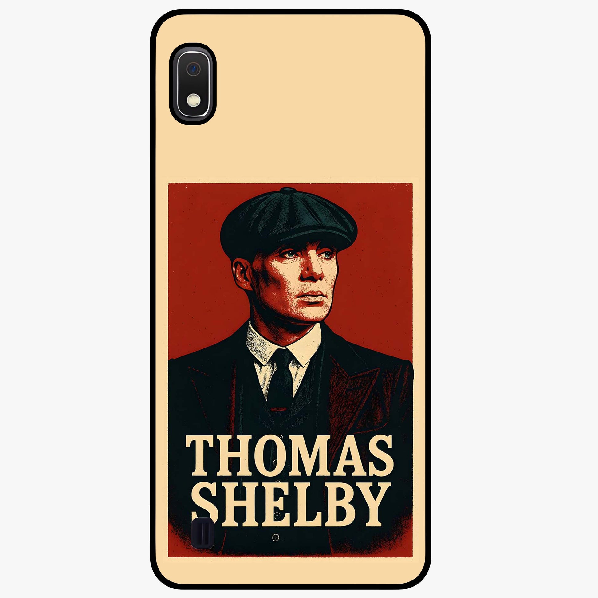 Vintage Mafia Authority Glass Case showing flat back view with bold vintage mafia inspired artwork and glossy glass finish.