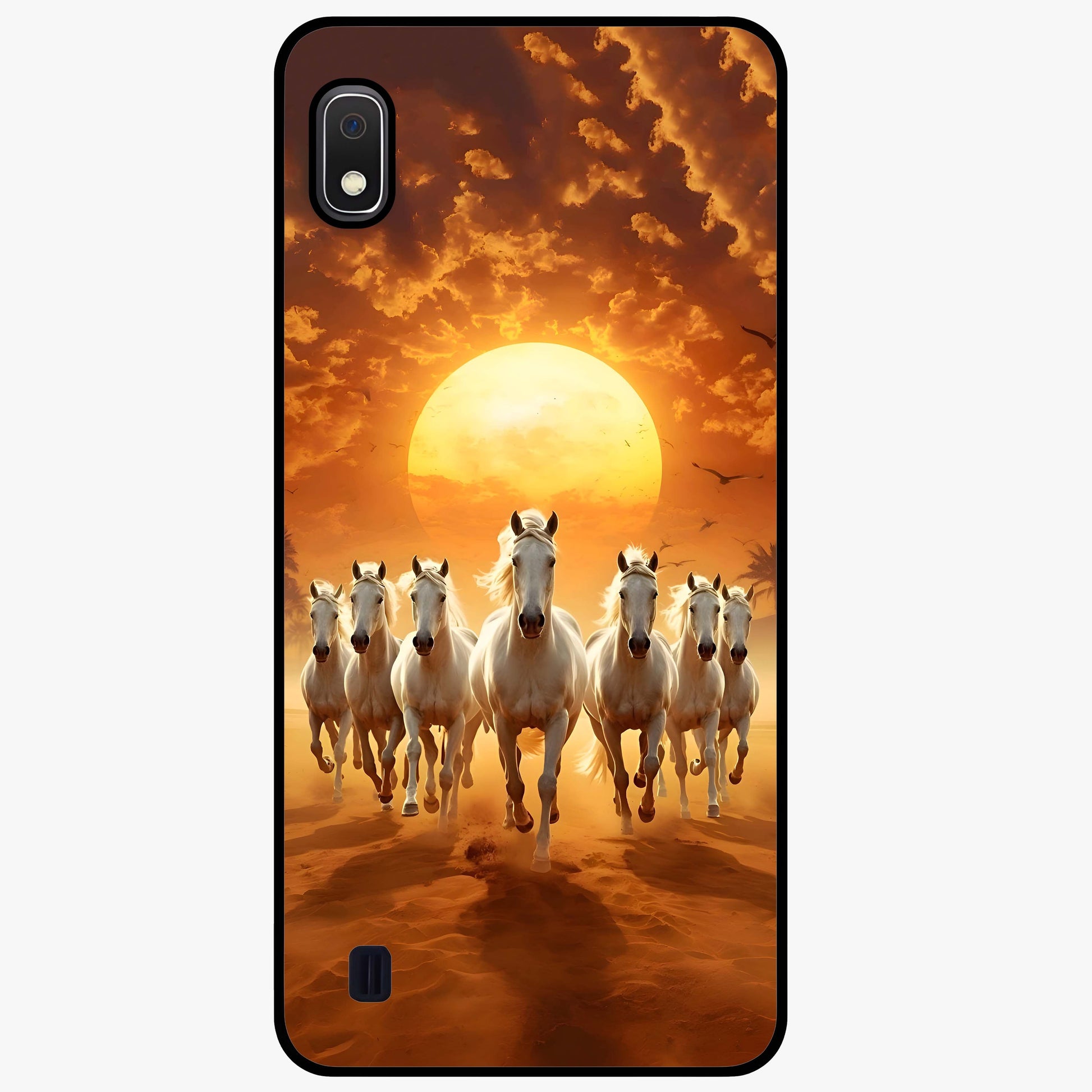 Wild Sunset Majesty Glass Case showing flat back view with majestic sunset landscape artwork and glossy glass finish.