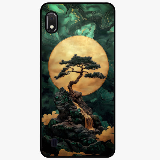 Zen Moon Rise Glass Case showing flat back view with calm moonrise artwork and glossy glass finish.